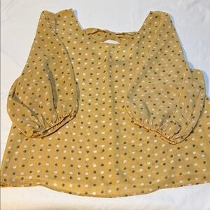 a.n.a Women's Yellow Blouse with Polka Dots and Leaf design
